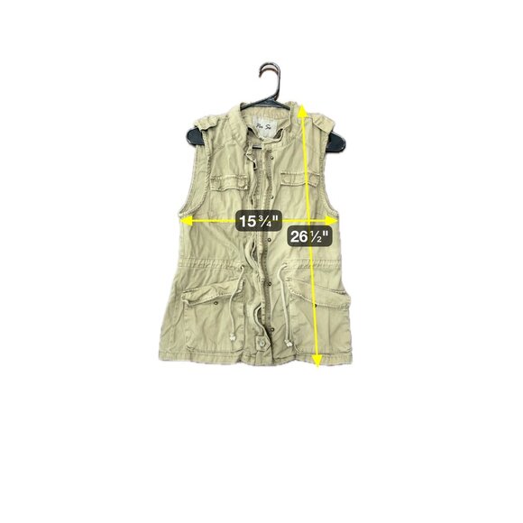 Per Se Lightweight Olive Utility Vest Multiple Pockets Drawstring Waist Sz S - Picture 8 of 10